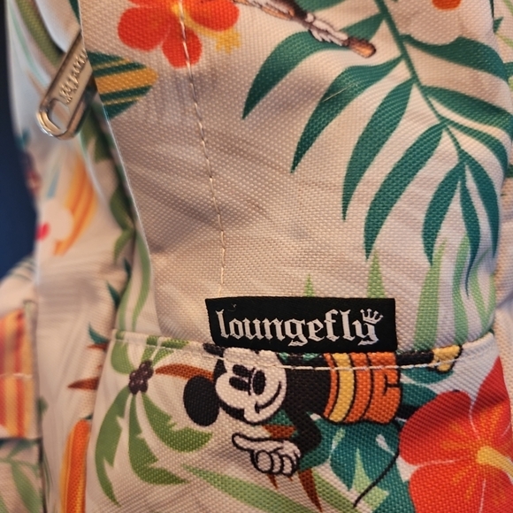 Loungefly Disney Mickey Tropical Nylon‎ Backpack Surfboards Tiki HTF RARE main image 15